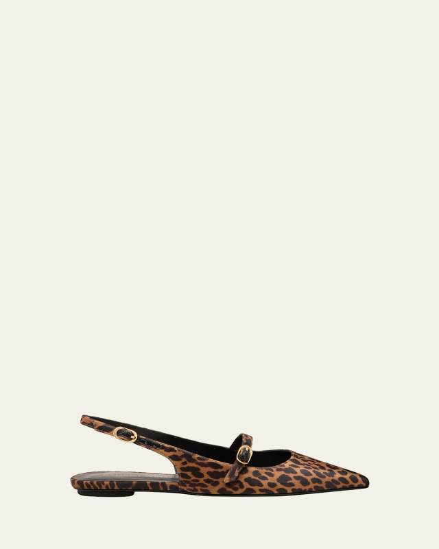 Emilia Leopard Mary Jane Slingback Ballerina Flats